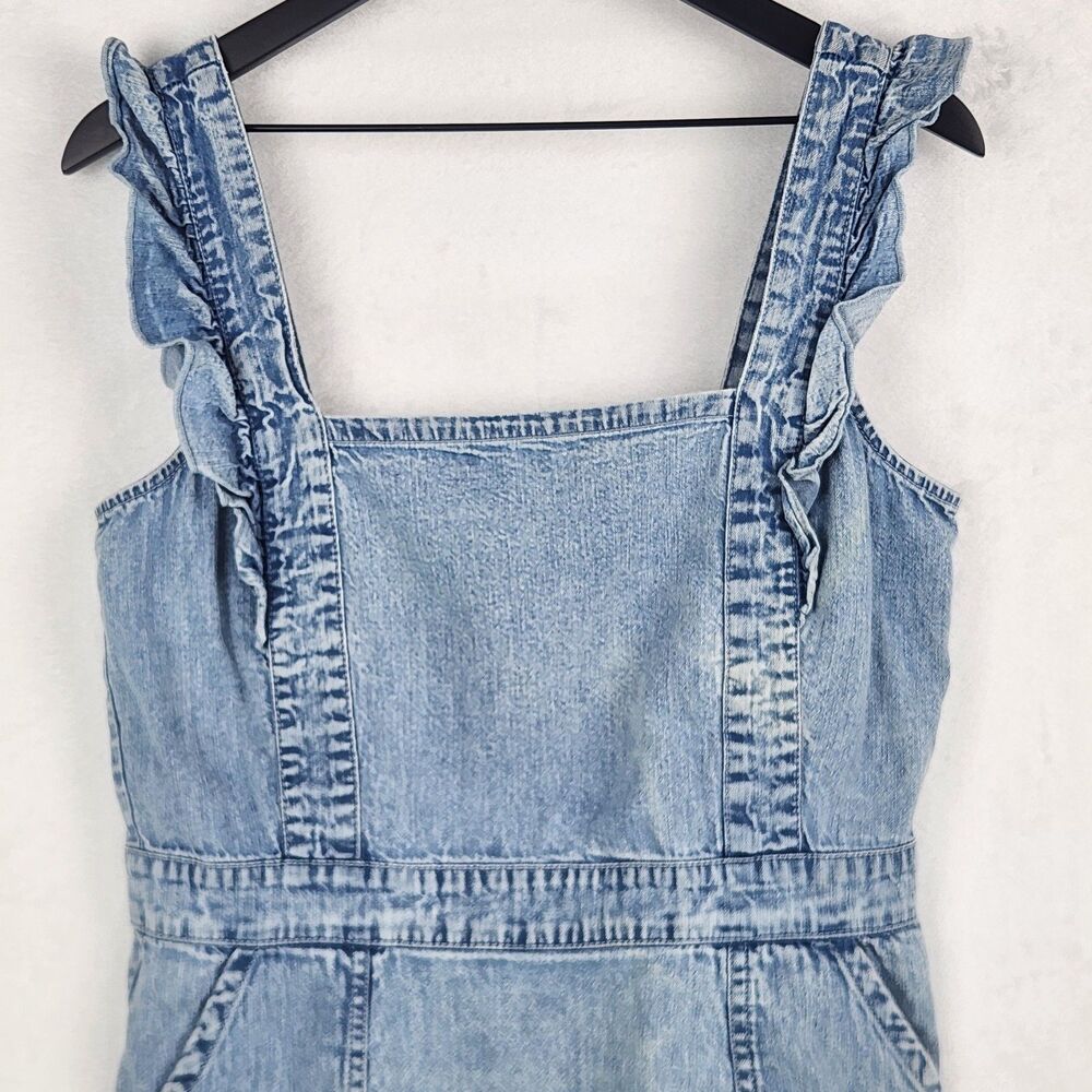 Japna Denim Dress Large Ruffle Light Wash 100% Cotton Western Country Cowgirl - Picture 2 of 8